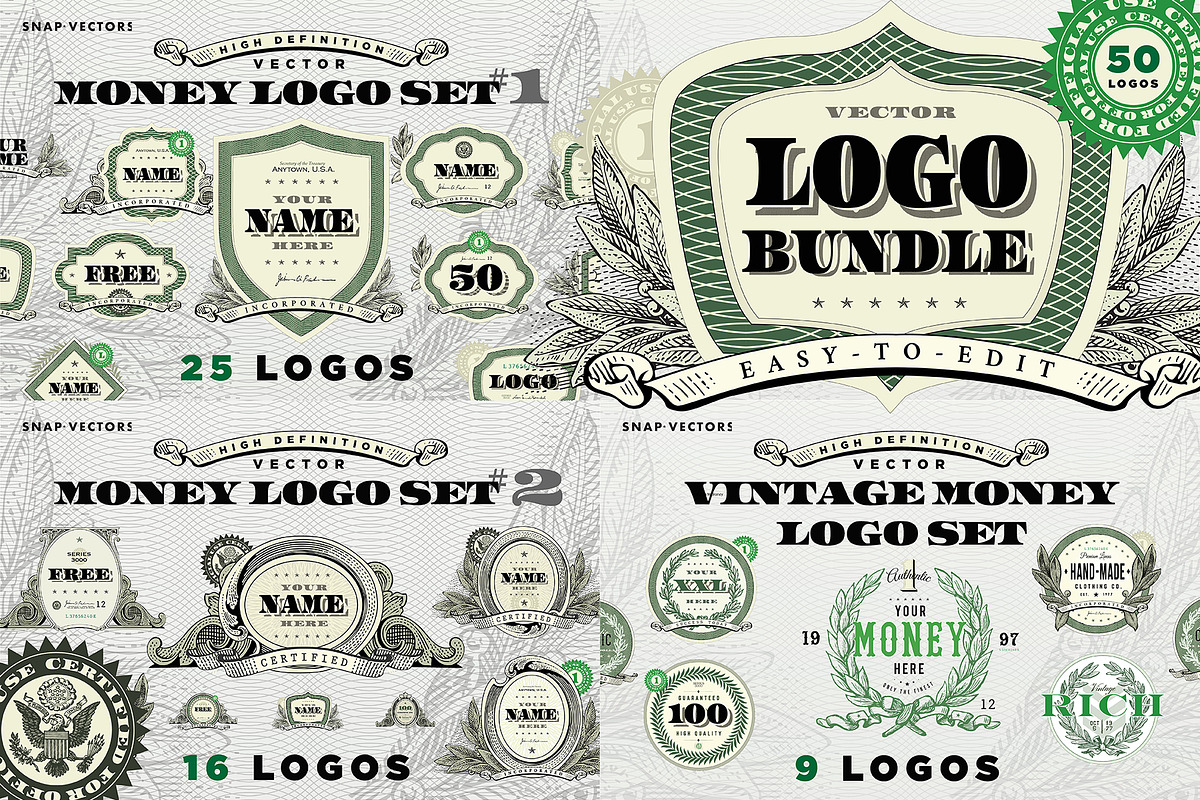 Vector Money Logo Bundle in Logo Templates - product preview 8