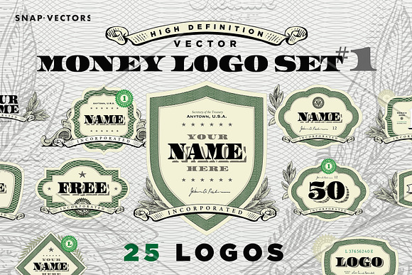 Vector Money Logo Bundle in Logo Templates - product preview 1