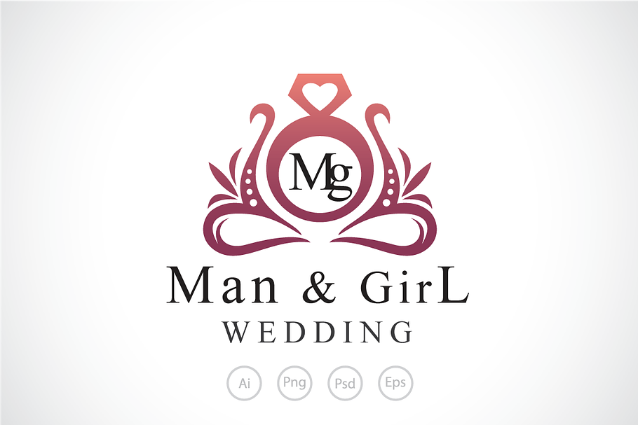 Man & Girl Wedding Logo Template in Logo Templates - product preview 8