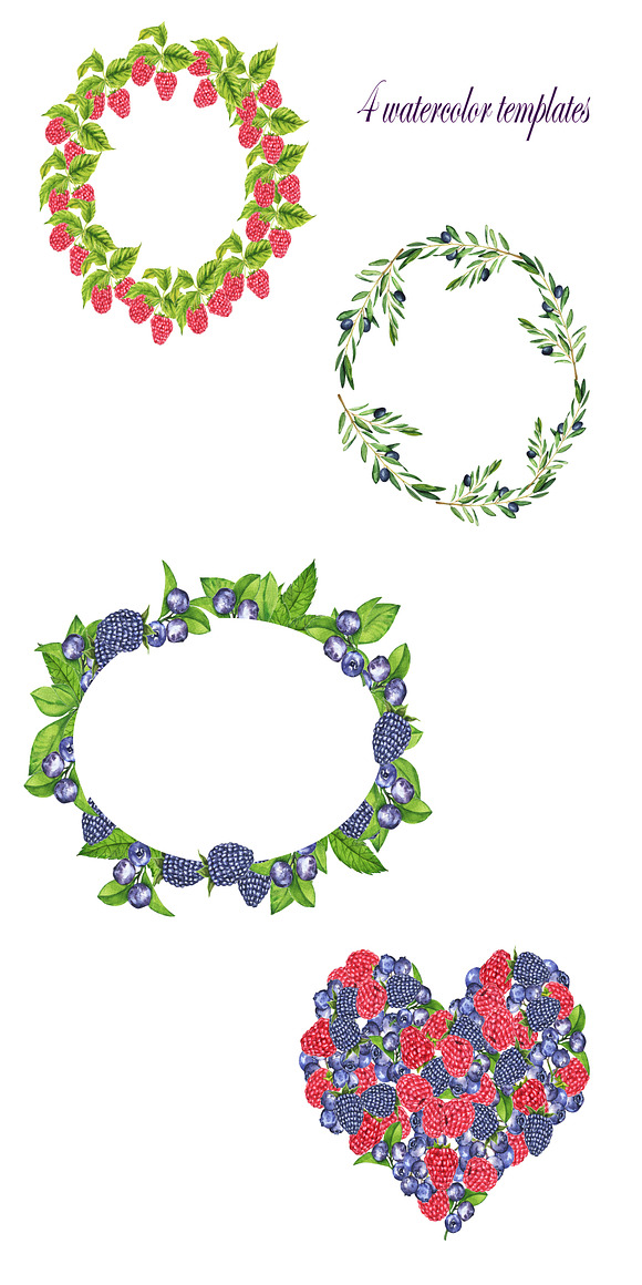 Watercolor berries and branches. in Illustrations - product preview 5