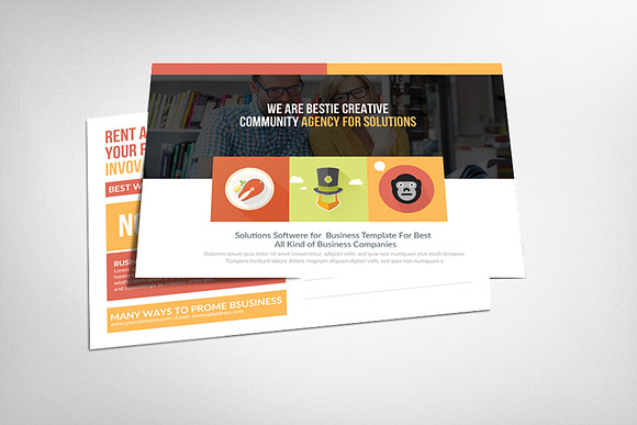 5 Creative Design Agency Postcards  in Postcard Templates - product preview 2
