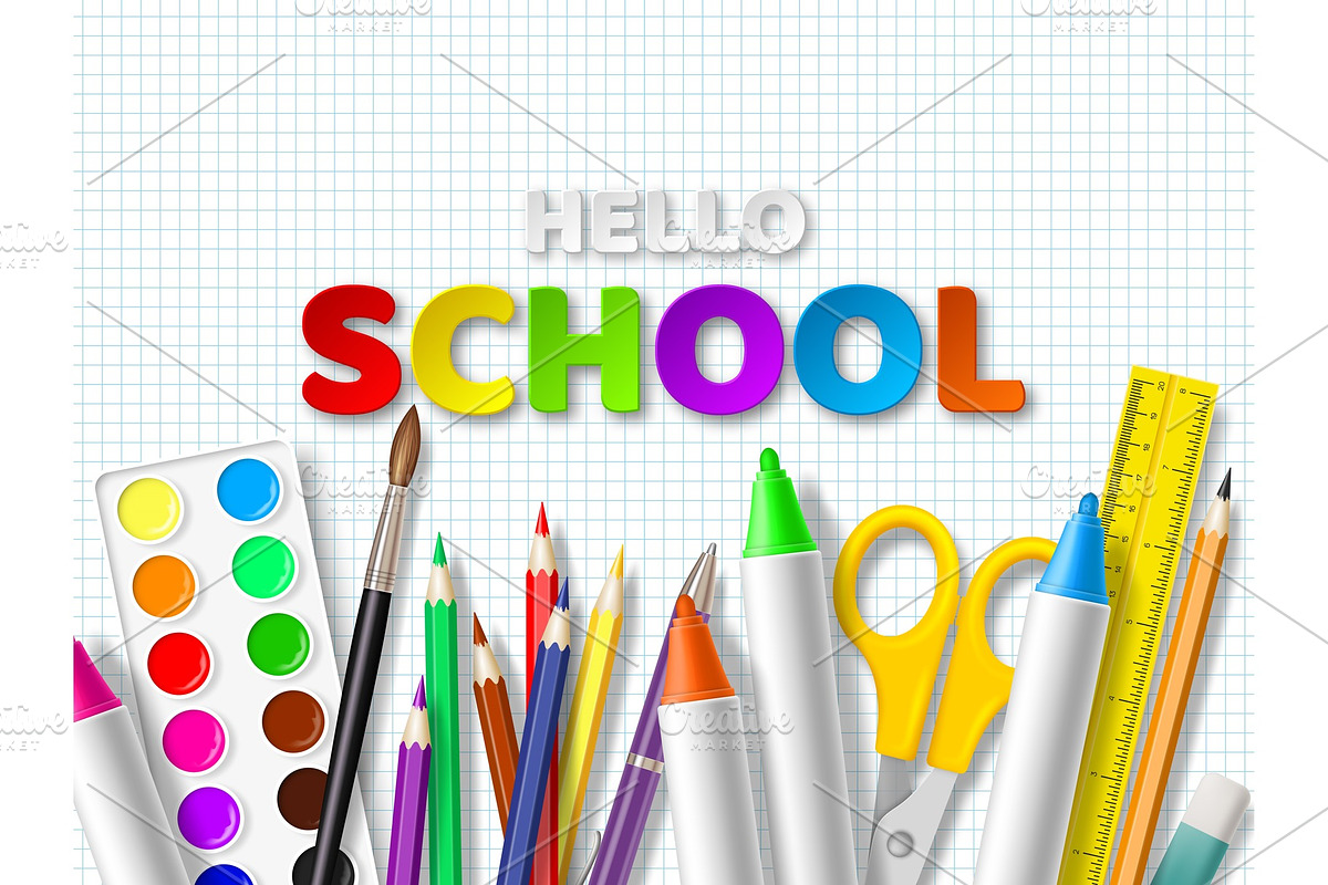 Hello school typography design. in Illustrations - product preview 8