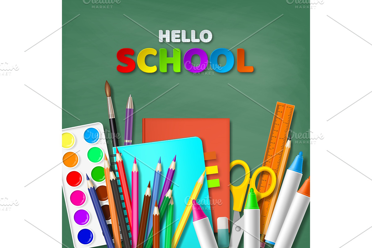 Hello school typography design. in Illustrations - product preview 8