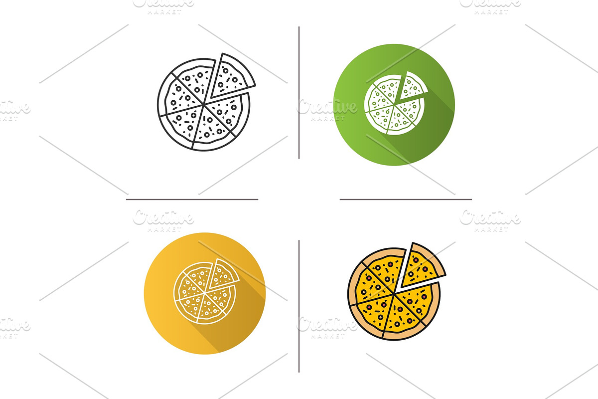 Pizza with one slice separated icon in Graphics - product preview 8