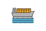 Cargo ship color icon