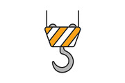 Cargo crane hook color icon