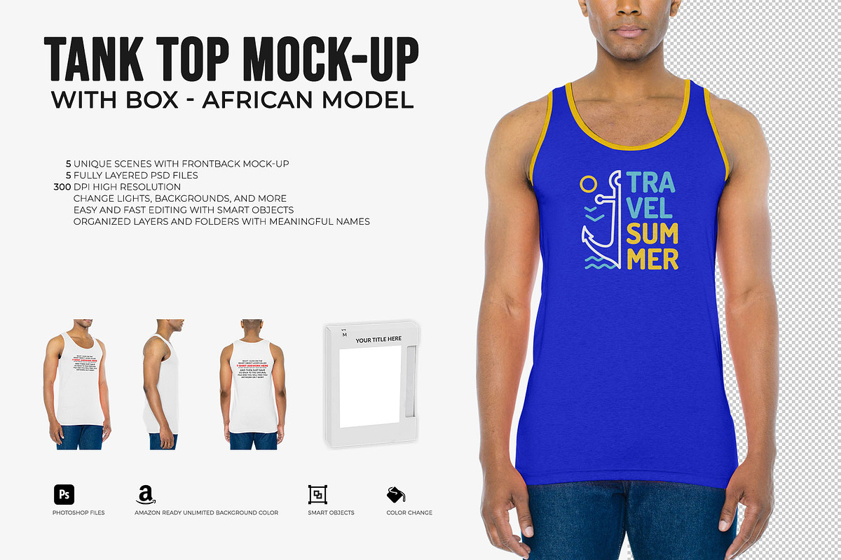Tank Top Mock-Up (African Model) in Product Mockups - product preview 8