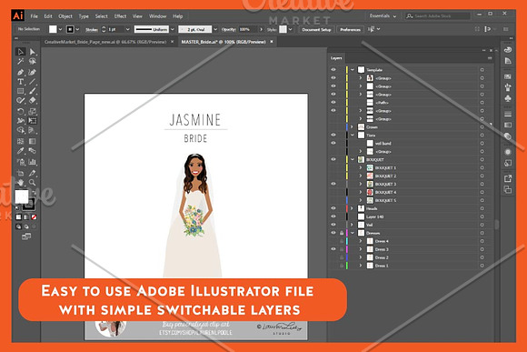 Bride Portrait Creator | Wedding Art in Illustrations - product preview 27