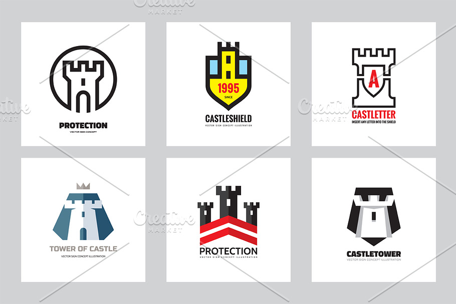 Tower Castle Protection Logo Set in Logo Templates - product preview 8