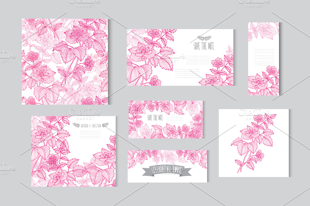Pink Dogrose Floral Cards in Postcard Templates - product preview 8
