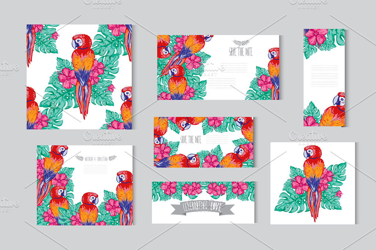 Tropical Floral Cards in Postcard Templates - product preview 8