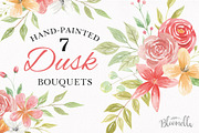 Watercolor Dusk Floral Clipart Set