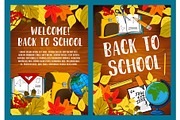 Back to School vector autumn season poster