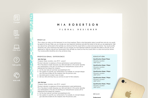 creative resume template word blue