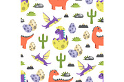 Dinosaur Seamless Pattern Vector Illustration