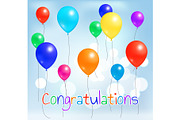 Congratulations Postcard Colorful Balloons Flying
