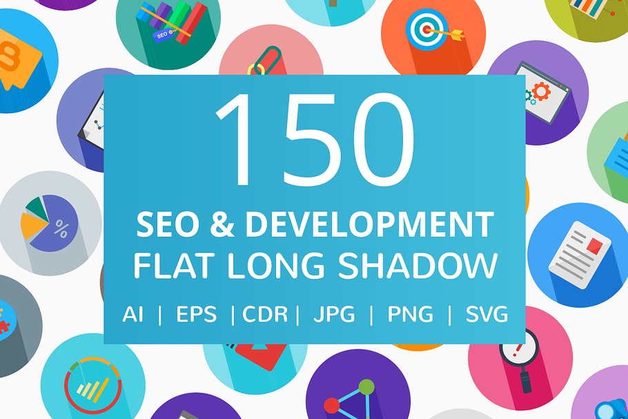 150 SEO & Development Flat Icons