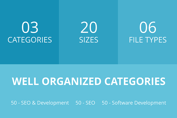 150 SEO & Development Flat Icons in Graphics - product preview 2