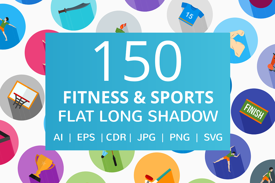 150 Fitness & Sports Flat Icons