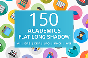 150 Academics Flat Long Shadow Icons