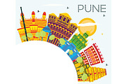 Pune India Skyline with Color 