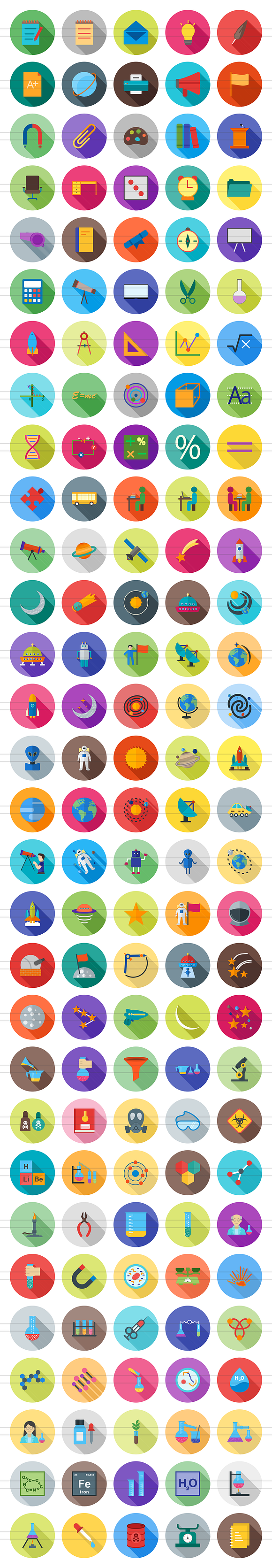 150 Science Flat Long Shadow Icons in Icons - product preview 1