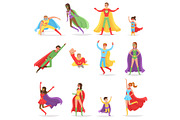 Superheroes in Bright Suits and Long CLoaks Set