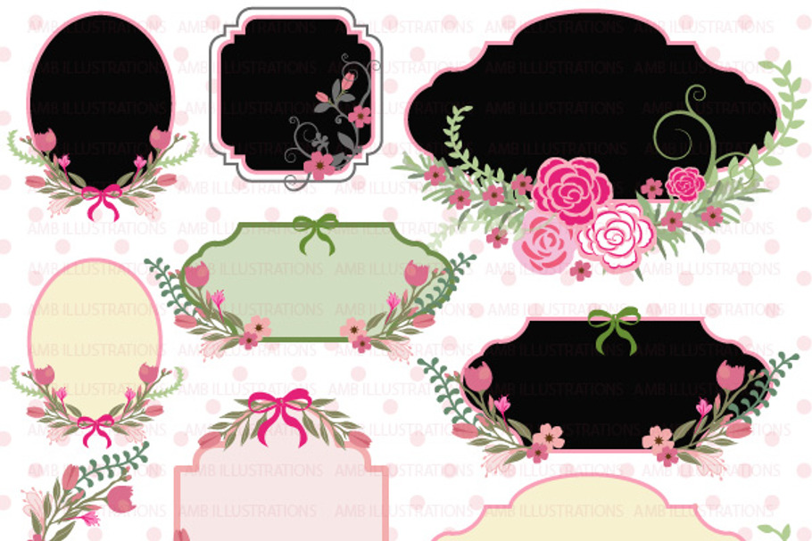 Floral Frames Clipart AMB-855 in Illustrations - product preview 8