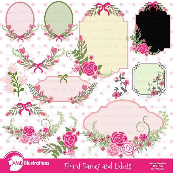 Floral Frames Clipart AMB-855 in Illustrations - product preview 1