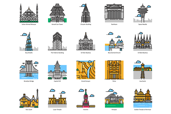 101 Landmark & Building Icons in House Icons - product preview 1