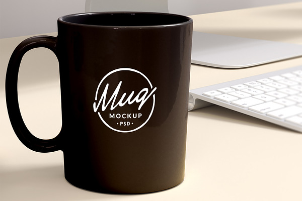 Coffee Mug Mockup on Workspace