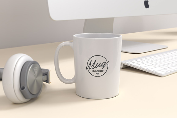 Coffee Mug Mockup on Workspace in Product Mockups - product preview 1