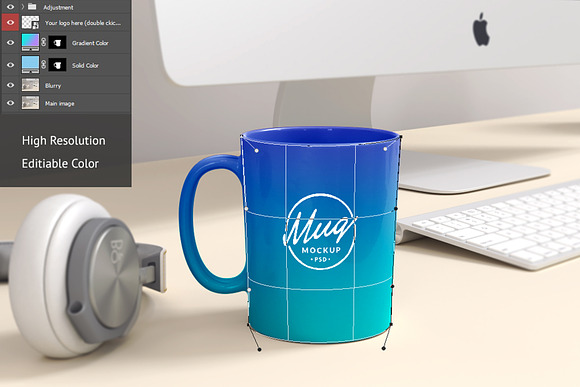 Coffee Mug Mockup on Workspace in Product Mockups - product preview 3