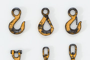 3D set of Used lifting crane hooks