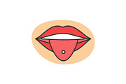 Pierced tongue color icon