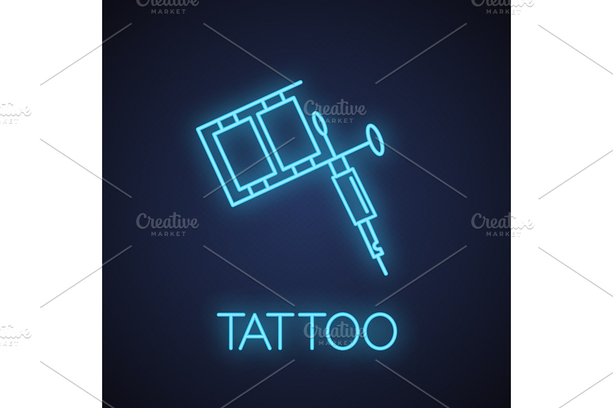 Tattoo machine neon light icon in Tattoo Icons - product preview 8