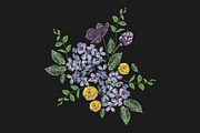 Embroidered floral composition