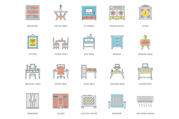 Interior Design & Furniture Icons in Washing Icons - product preview 3