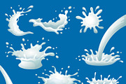 Cartoon Milk Blots And Splashes Set