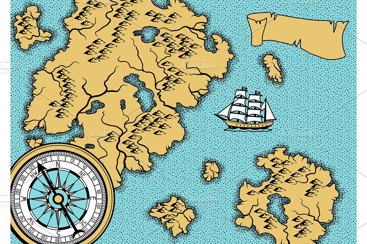 Banner with old nautical map. in Illustrations - product preview 8