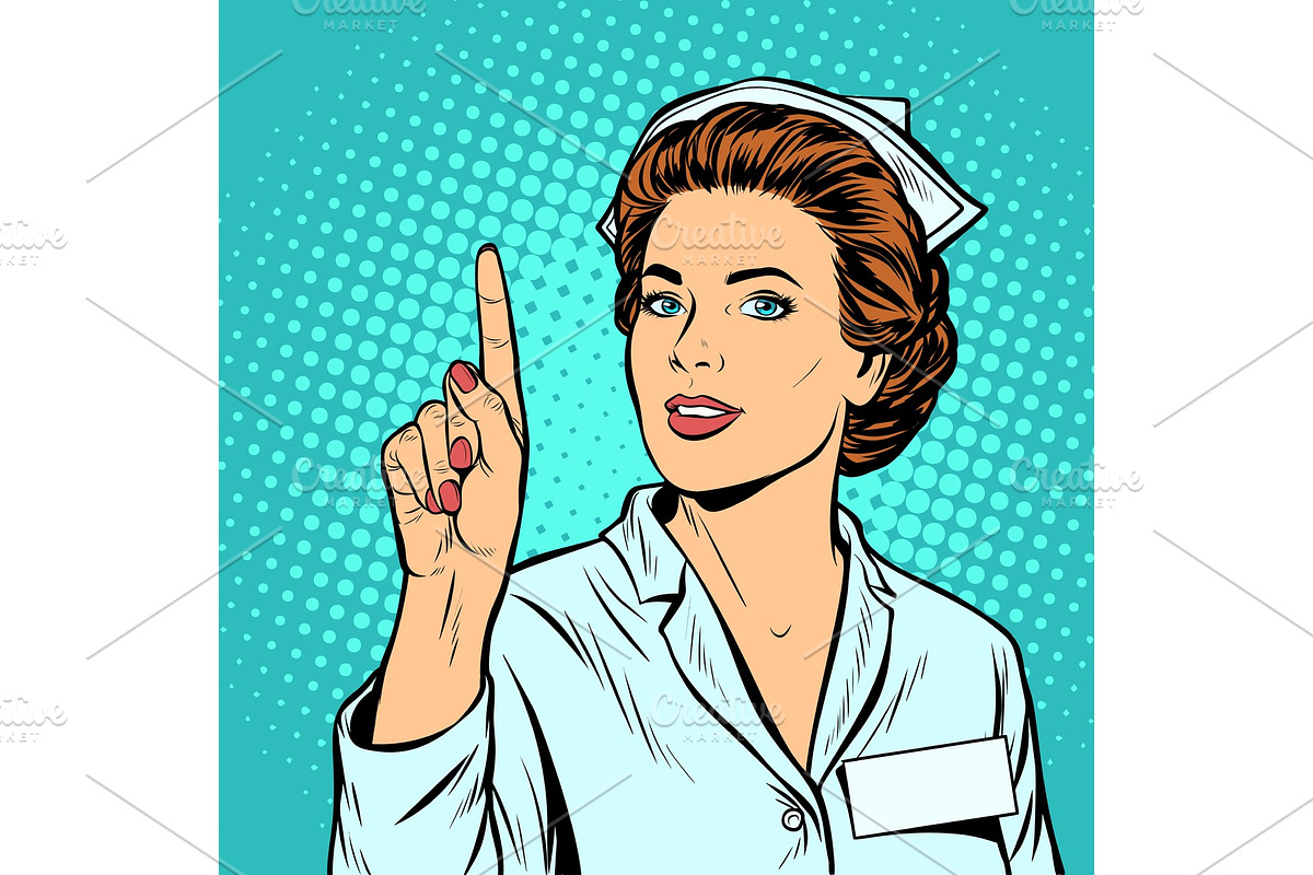 woman nurse attention gesture in Illustrations - product preview 8