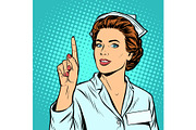 woman nurse attention gesture