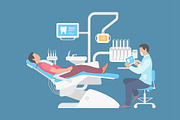 Dentist and Man in Dentist Chair