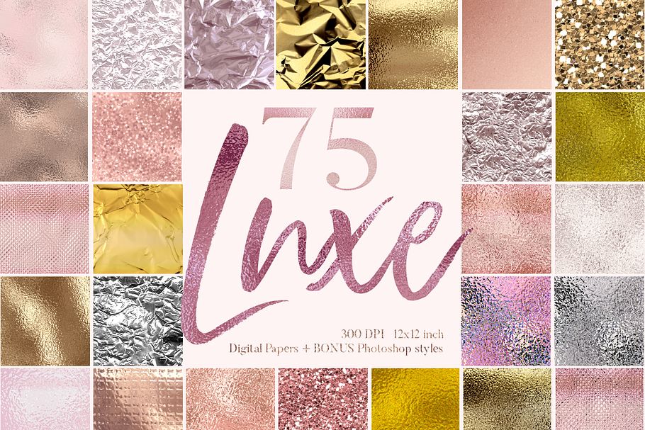 75 Pink & Gold Luxe Textures bundle