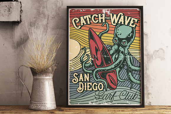 Surfing Octopus t-shirts and posters in Illustrations - product preview 1
