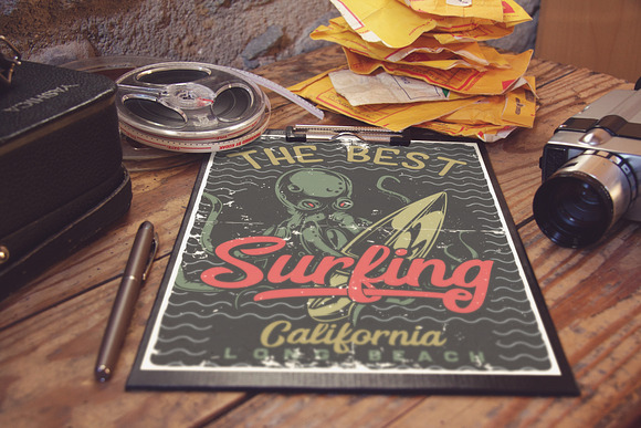 Surfing Octopus t-shirts and posters in Illustrations - product preview 2