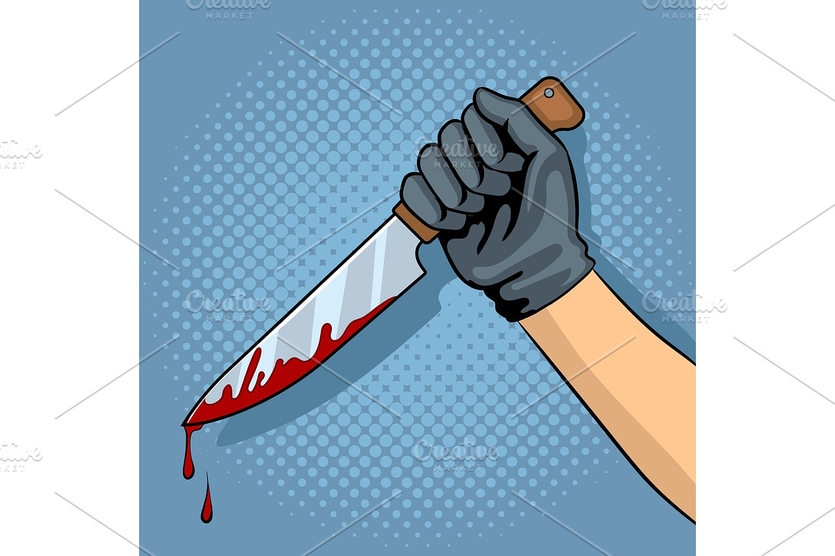 Bloody knife in hand pop art vector illustration in Illustrations - product preview 8