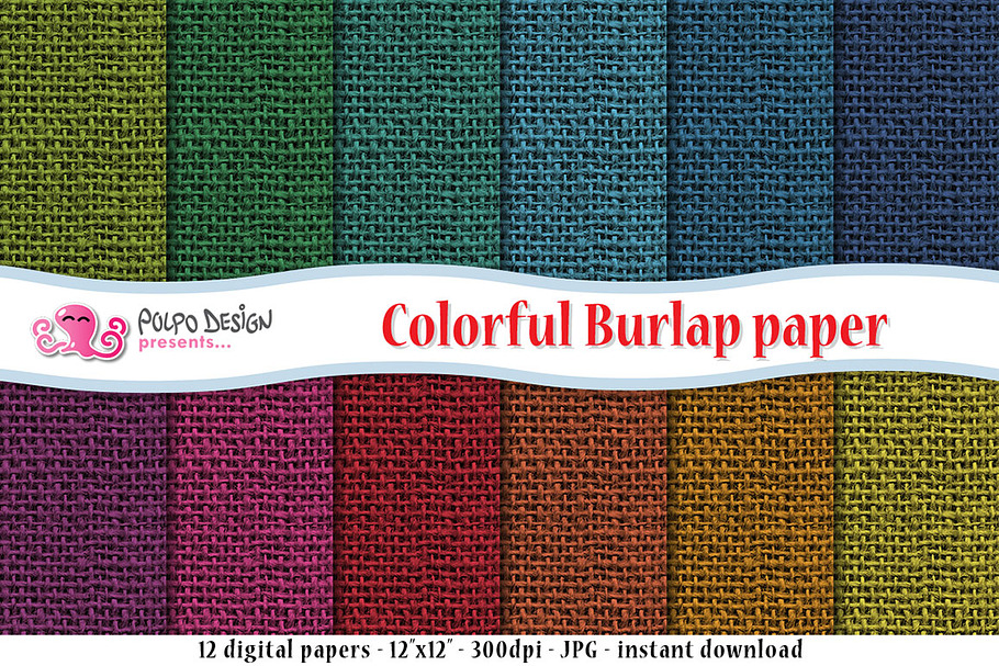 Colorful Burlap Digital Paper in Patterns - product preview 8