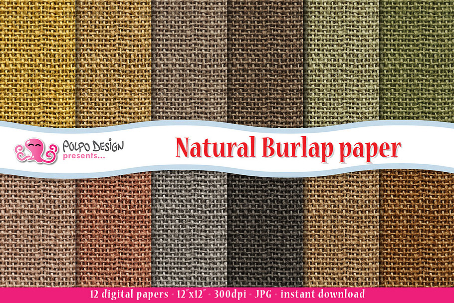 Natural Burlap Digital Paper