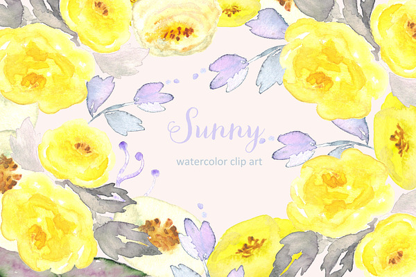 Sunny Watercolor Clip Art